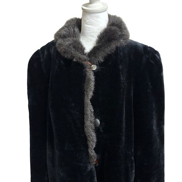 Vtg American Signature Faux Fur Coat Womens XL Black Luxury Mob Wife Timeless - Picture 3 of 8